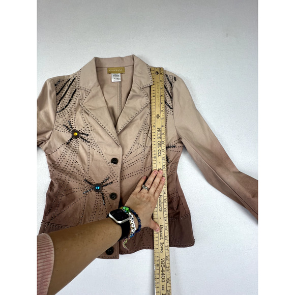 Seandara Beaded Jacket Dragonfly Gem Embellished Y2K‎ Boho Artwear Statement M - Picture 10 of 12